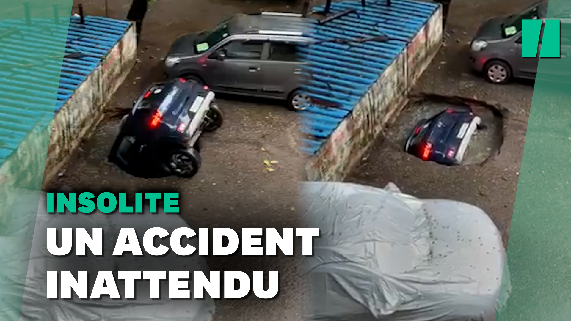 En Inde, une voiture engloutie dans le sol en quelques secondes