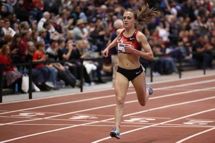 Shelby Houlihan, pictured winning an indoor 3,000 meter race in February 2020, said she did everything she could to prove her innocence.
