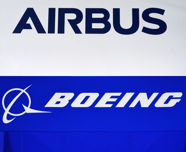 Montage photo des Logos Airbus et Boeing.