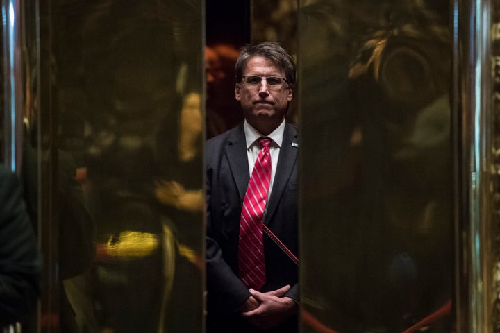 Former North Carolina Gov. Pat McCrory, shown here before a meeting with former President Donald Trump in 2016, was a clear front-runner for the GOP Senate nomination in North Carolina. That changed after Trump endorsed Rep. Ted Budd. 