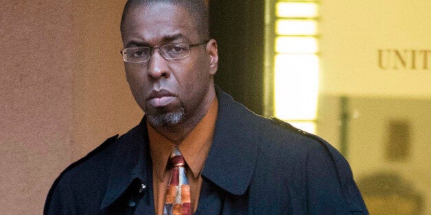 FILE - In this Jan. 26, 2015 file photo, former CIA officer Jeffrey Sterling leaves federal court in Alexandria, Va. A former CIA officer convicted of leaking details of a secret mission to thwart Iran's nuclear ambitions is making his final pitch for a lenient sentence.Sterling of O'Fallon, Mo., is scheduled for sentencing Monday afternoon in federal court in Alexandria. He faces a recommended sentence of 20 years or more under federal sentencing guidelines for violations of the Espionage Act. A jury convicted him of telling New York Times journalist James Risen about a classified plan to trick the Iranian government by slipping flawed nuclear blueprints through a Russian intermediary. (AP Photo/Kevin Wolf, File)