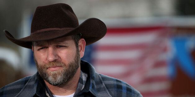 BURNS, OR - JANUARY 05: Ammon Bundy, the leader of an anti-government militia, speaks to members of the media in front of the Malheur National Wildlife Refuge Headquarters on January 5, 2016 near Burns, Oregon. An armed anti-government militia group continues to occupy the Malheur National Wildlife Headquarters as they protest the jailing of two ranchers for arson. (Photo by Justin Sullivan/Getty Images)