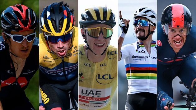 Les favoris sont nombreux pour succéder au Slovène Tadej Pogačar et remporter le Tour de France 2021 (de gauche à droite: Geraint Thomas, Primoz Roglic, Tadej Pogacar, Julian Alaphilippe et Richie Porte).