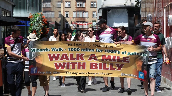 Billy and Charlotte Caldwell plus supporters during their sponsored walk. 