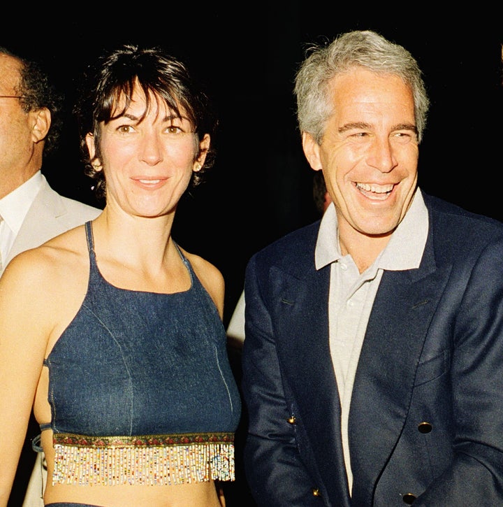 Ghislaine Maxwell and Jeffrey Epstein are seen during a party at ex-President Donald Trump's Mar-a-Lago club in Florida in 2000. Epstein died in prison while facing federal charges in 2019. Maxwell is jailed awaiting trial.
