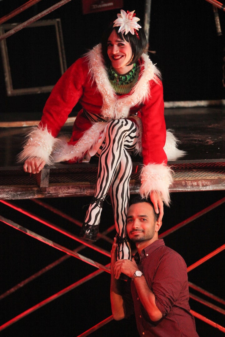 Señor (right) directs Luis Alberto as Angel in "Rent."