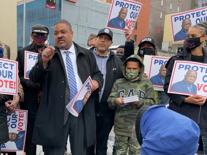 Alvin Bragg, a progressive former federal prosecutor, wearing a tie at left, is tied with Farhadian Weinstein in a recent poll.