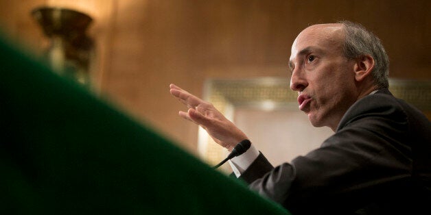 Gary Gensler, chairman of the Commodity Futures Trading Commission (CFTC), speaks during a Senate Banking Committee hearing in Washington, D.C., U.S., on Tuesday, July 30, 2013. U.S. banks' ownership and trading of physical commodities faced further scrutiny today when the heads of the CFTC and Securities and Exchange Commission testified before lawmakers. Photographer: Andrew Harrer/Bloomberg via Getty Images 