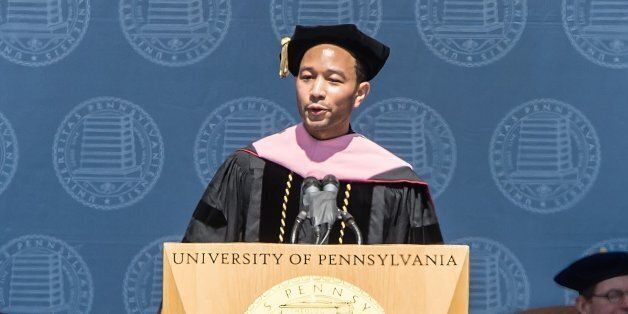 PHILADELPHIA, PA - MAY 19: Singer-songwriter John Legend receives an honorary Doctor of Music during University of Pennsylvania's 258th Commencement ceremony at Franklin Field on May 19, 2014 in Philadelphia, United States. (Photo by Gilbert Carrasquillo/Getty Images)