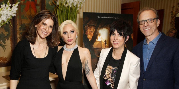 BEVERLY HILLS, CA - JANUARY 05: Producer/director Amy Ziering, Lady Gaga, music producer/writer Diane Warren and director/writer Kirby Dick attend the screening and reception at the Peninsula Beverly Hills of the documentary 'THE HUNTING GROUND' featuring a performance of the original song 'Til It Happens To You,' written by Diane Warren and Lady Gaga and performed by Lady Gaga at Peninsula Hotel on January 5, 2016 in Beverly Hills, California. (Photo by Rochelle Brodin Photography/WireImage)