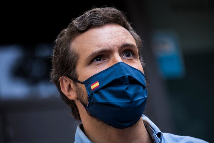 Pablo Casado, el pasado 13 de junio, en la protesta de Colón contra los indultos.