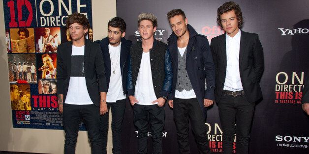 NEW YORK, NY - AUGUST 26: (L-R) Louis Tomlinson, Zayn Malik, Niall Horan, Liam Payne, and Harry Styles of One Direction attend the New York premiere of 'One Direction: This Is Us' at the Ziegfeld Theater on August 26, 2013 in New York City. (Photo by D Dipasupil/FilmMagic)