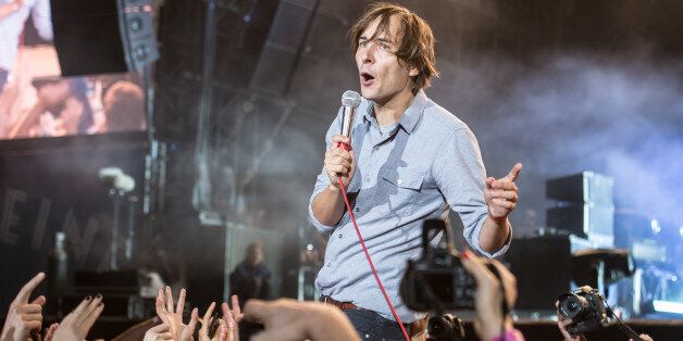 SAINT-CLOUD, FRANCE - AUGUST 24: Thomas Mars from Phoenix performd at Rock en Seine on August 24, 2013 in Saint-Cloud, France. (Photo by David Wolff - Patrick/Redferns via Getty Images)