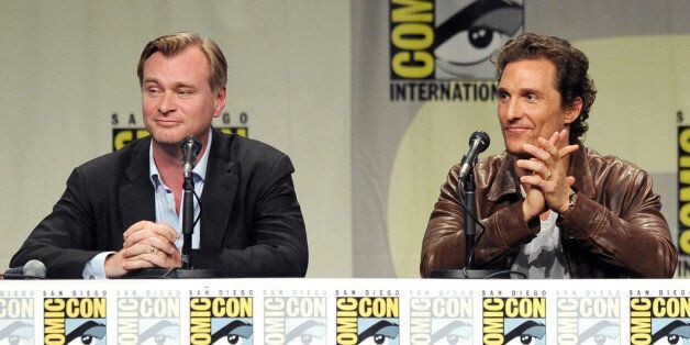 SAN DIEGO, CA - JULY 24: Writer/director Christopher Nolan (L) and actor Matthew McConaughey attend the Paramount Studios presentation during Comic-Con International 2014 at the San Diego Convention Center on July 24, 2014 in San Diego, California. (Photo by Kevin Winter/Getty Images)