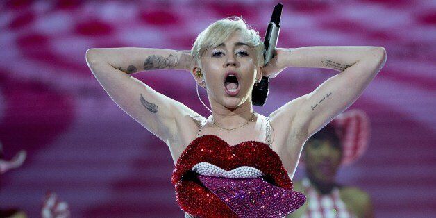 American pop singer Miley Cyrus performs during her concert at the Ericsson Globe Arena in Stockholm, Sweden, on May 30, 2014. AFP PHOTO / TT / MAJA SUSLIN ***SWEDEN OUT*** (Photo credit should read MAJA SUSLIN/AFP/Getty Images)