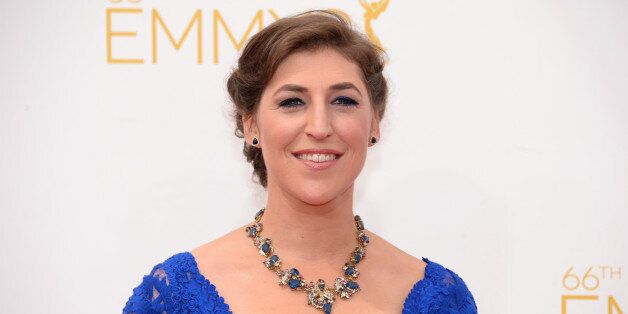 IMAGE DISTRIBUTED FOR THE TELEVISION ACADEMY - Mayim Bialik arrives at the 66th Primetime Emmy Awards at the Nokia Theatre L.A. Live on Monday, Aug. 25, 2014, in Los Angeles. (Photo by Evan Agostini/Invision for the Television Academy/AP Images)