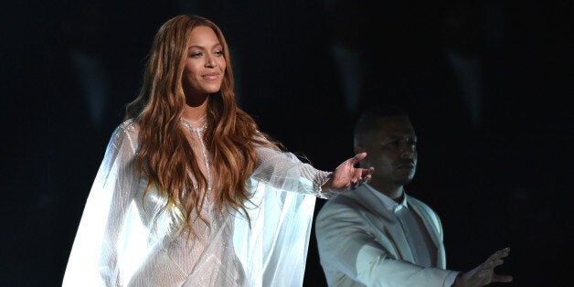 Beyonce performs at the 57th annual Grammy Awards on Sunday, Feb. 8, 2015, in Los Angeles. (Photo by John Shearer/Invision/AP)