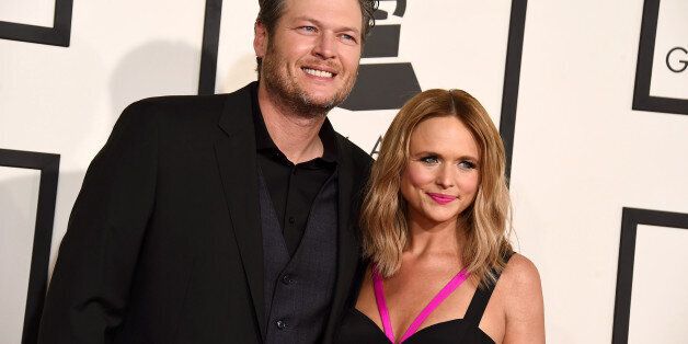Blake Shelton, left, and Miranda Lambert arrive at the 57th annual Grammy Awards at the Staples Center on Sunday, Feb. 8, 2015, in Los Angeles. (Photo by Jordan Strauss/Invision/AP)