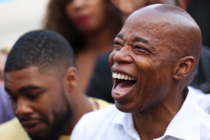 Eric Adams voted in Brooklyn's Bedford-Stuyvesant neighborhood on Tuesday. His base is in the predominantly Black and Latino precincts of Brooklyn, Queens, and the Bronx.