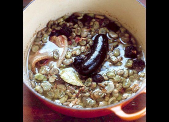 Favas with Blood Sausage and Bacon 