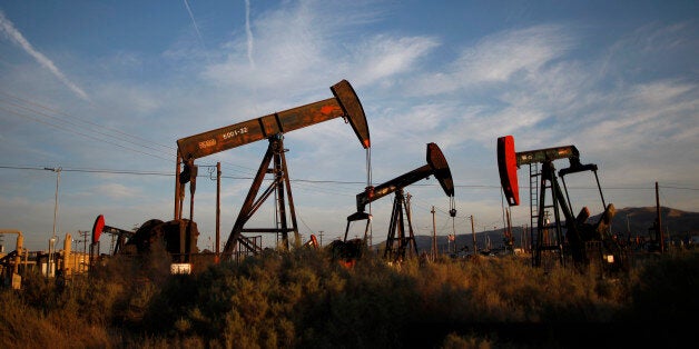 MCKITTRICK, CA - MARCH 23: Pump jacks and wells are seen in an oil field on the Monterey Shale formation where gas and oil extraction using hydraulic fracturing, or fracking, is on the verge of a boom on March 23, 2014 near McKittrick, California. Critics of fracking in California cite concerns over water usage and possible chemical pollution of ground water sources as California farmers are forced to leave unprecedented expanses of fields fallow in one of the worst droughts in California history. Concerns also include the possibility of earthquakes triggered by the fracking process which injects water, sand and various chemicals under high pressure into the ground to break the rock to release oil and gas for extraction though a well. The 800-mile-long San Andreas Fault runs north and south on the western side of the Monterey Formation in the Central Valley and is thought to be the most dangerous fault in the nation. Proponents of the fracking boom saying that the expansion of petroleum extraction is good for the economy and security by developing more domestic energy sources and increasing gas and oil exports. (Photo by David McNew/Getty Images)