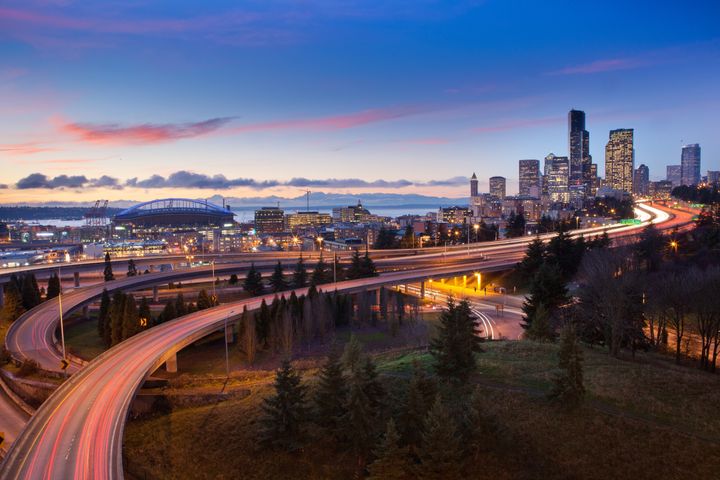 seattle highways and skyline at ...
