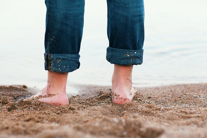 closeup of the feet of a man in ...