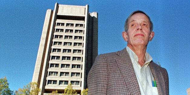 Princeton University professor John Nash poses on the university's campus in Princeton, N.J. Oct. 11, 1994. Nash was named the winner of the Nobel Peace Prize in economics. (AP Photo/Charles Rex Arbogast)