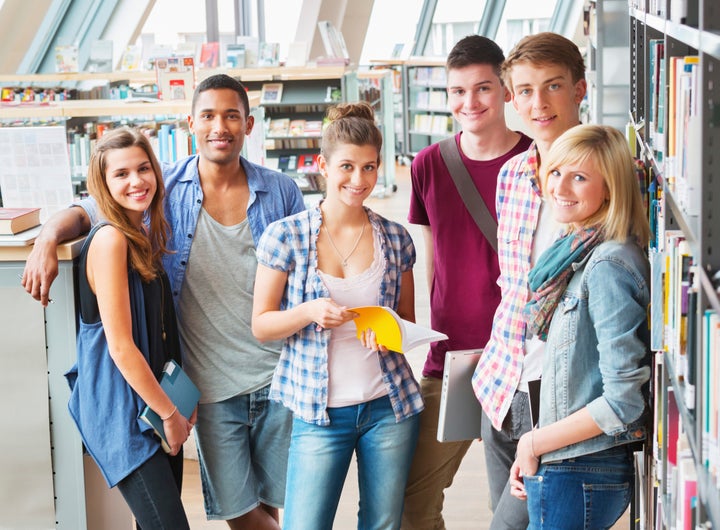 Group of students in a library