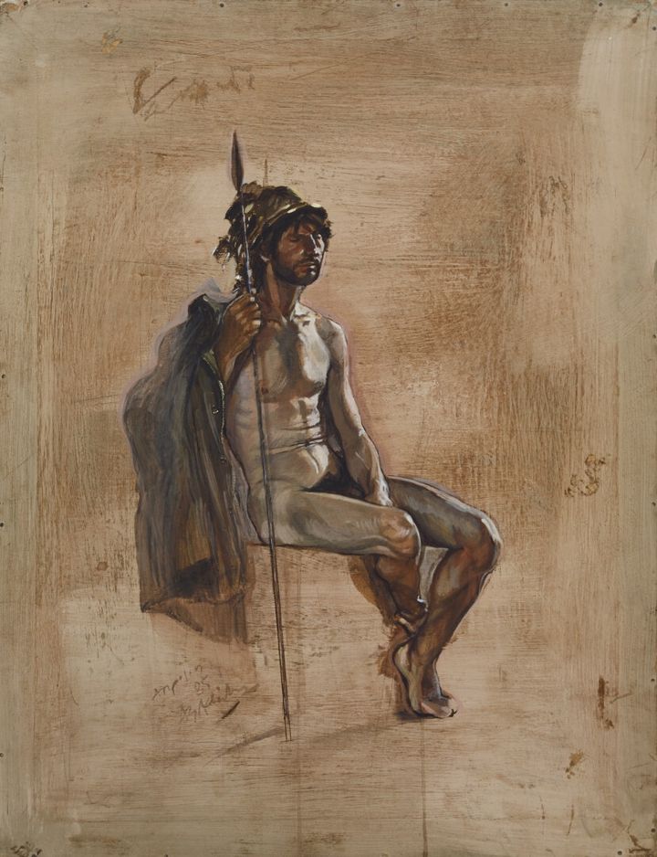 Μελέτη γυμνού (Ο Ιουλιανός στον Ευφράτη), 70 Χ 50, ακρυλική τέμπερα σε ξύλο, 1986.