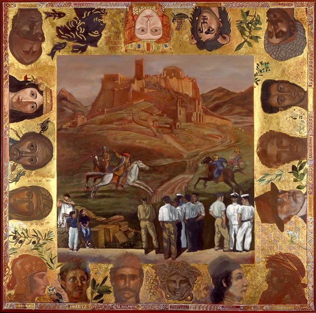 Ενθύμιον Αθηνών, 150 Χ 150 εκ., ακρυλικό σε ύφασμα, 1992