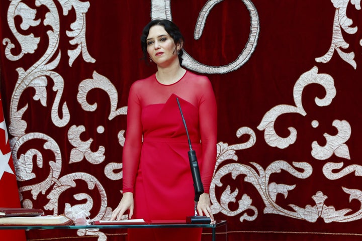 Isabel Diaz Ayuso en el acto de investidura como presidenta de la Comunidad de Madrid.