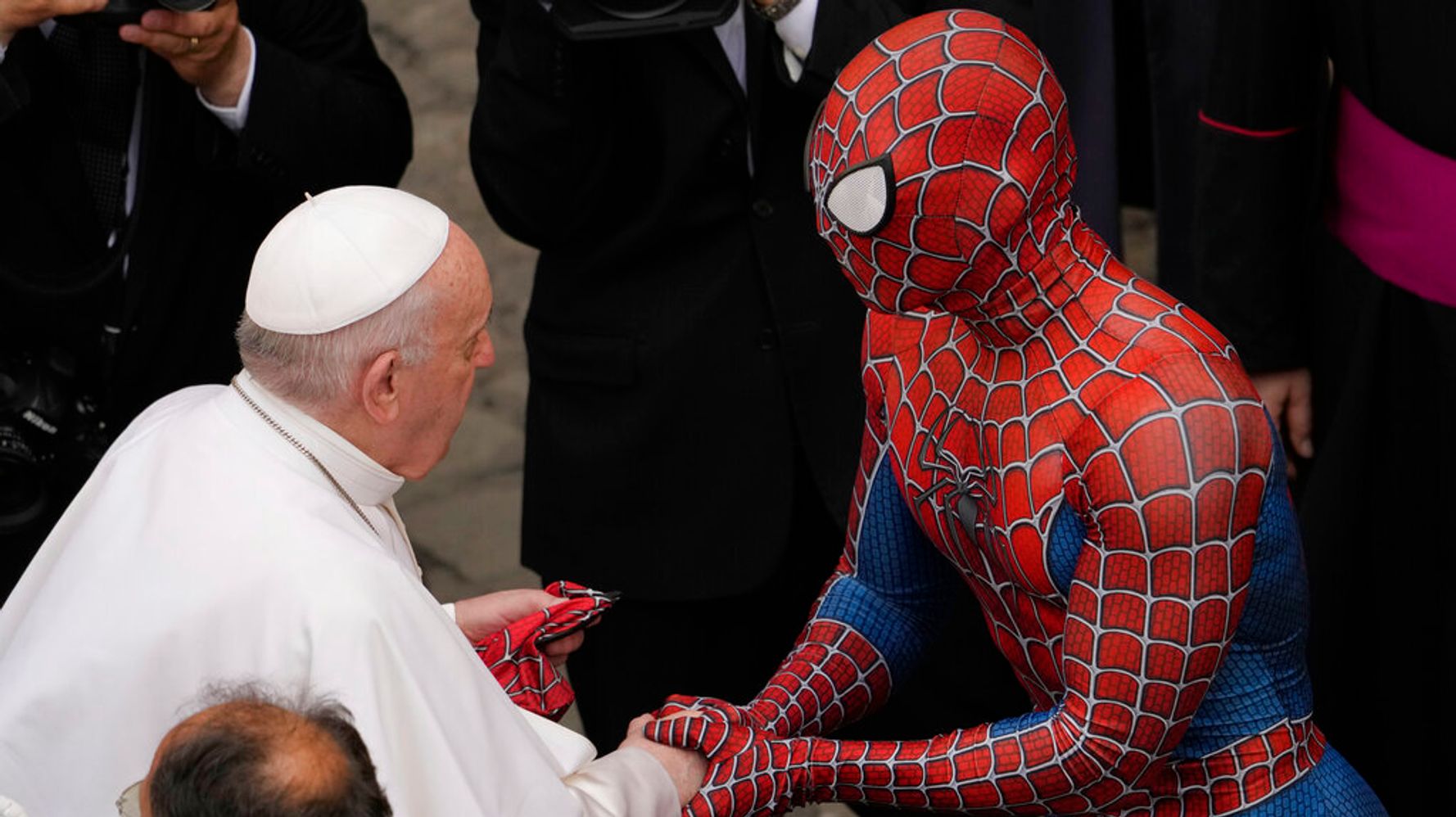 Pope Francis Meets 'Super-hero' In Spider-Man Costume At Vatican