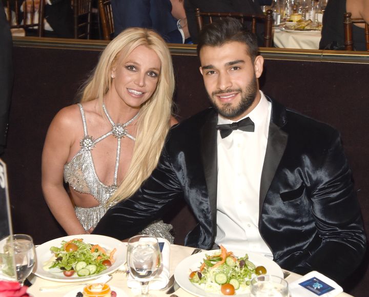 Britney Spears and Sam Asghari at the GLAAD Media Awards in 2018