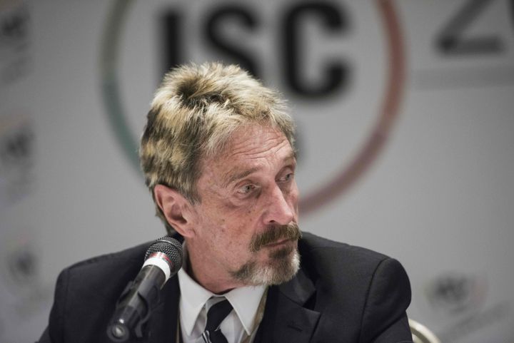 John McAfee, founder of the eponymous antivirus company, speaks to journalists at the China Internet Security Conference in B