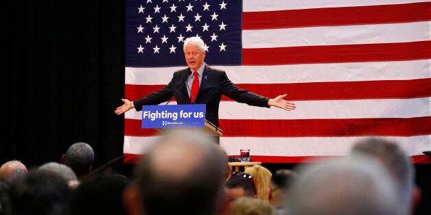 Former President Bill Clinton speaks while campaigning for his wife, Democratic presidential candidate Hillary Clinton, Friday, May 13, 2016, at Passaic County Community College in Paterson, N.J. (AP Photo/Julio Cortez)