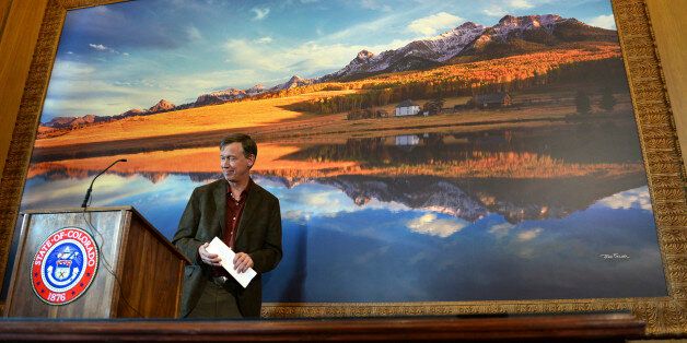 DENVER, CO. - DECEMBER 19: Colorado Gov. John Hickenlooper finished answering questions from the press about his goals in the upcoming legislative session after a news conference Thursday afternoon, December 19, 2013. Photo By Karl Gehring/The Denver Post via Getty Images