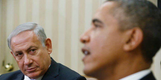 President Barack Obama meets with Israeli Prime Minister Benjamin Netanyahu in the Oval Office at the White House in Washington, Monday, Sept. 30, 2013. The White House said the two leaders would discuss negotiations with the Palestinians, developments in Syria and Iran. (AP Photo/Charles Dharapak)