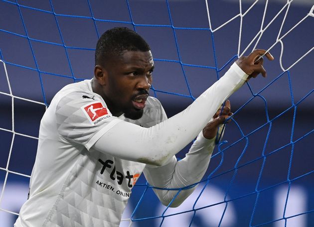 Marcus Thuram lors d'un matche opposant Schalke à Borussia Moenchengladbach, le 20 mars 2021