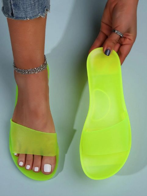 Bright neon Amina Muaddi sandals. Never been worn... - Depop