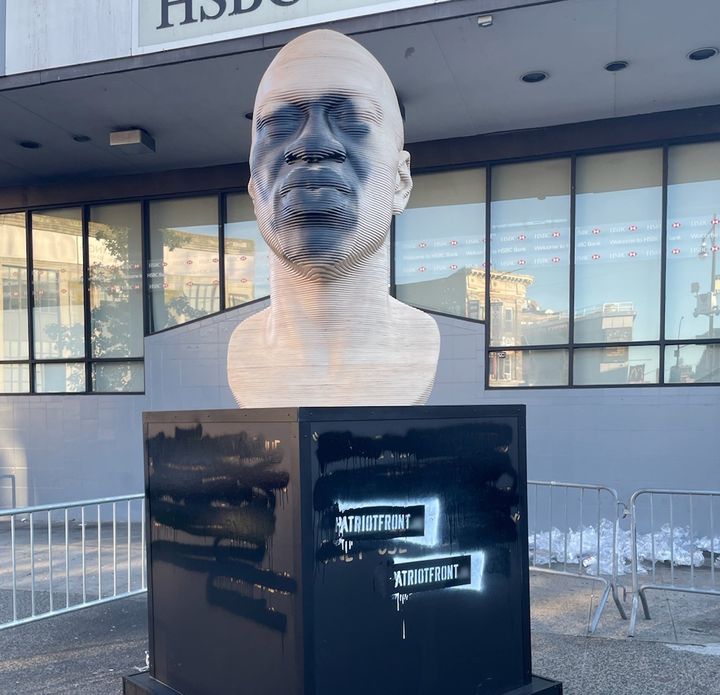 A statue of George Floyd was vandalized in Brooklyn, New York, early Thursday morning, just a few days after its unveiling.