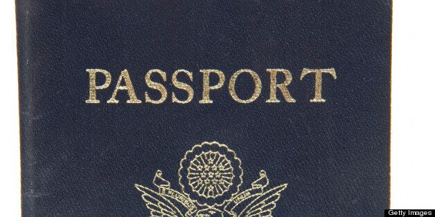 American passport on white background
