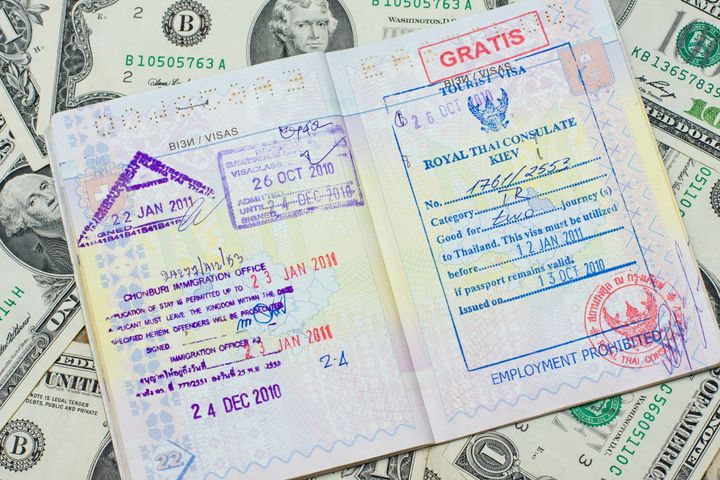 passport with stamps with us...