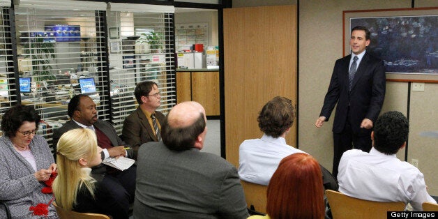 THE OFFICE -- 'Goodbye Michale, Part 2' Episode 722 -- Pictured: Steve Carell as Michael Scott (Photo by Chris Haston/NBC/NBCU Photo Bank via Getty Images)