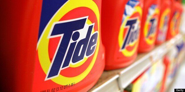 UNITED STATES - MAY 01: Tide laundry detergent is displayed in a grocery store in New York, on Tuesday, May 1, 2007. Procter & Gamble Co., the largest U.S. consumer-goods maker, said third-quarter profit rose 14 percent after it raised prices for Folgers coffee and Duracell batteries. (Photo by Daniel Barry/Bloomberg via Getty Images)