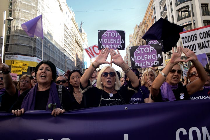 Una manifestación contra la violencia machista en Madrid, en 2015