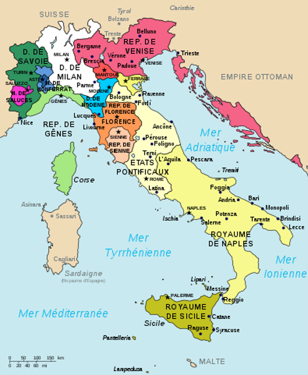 Situation politique italienne en 1494, avant les guerres