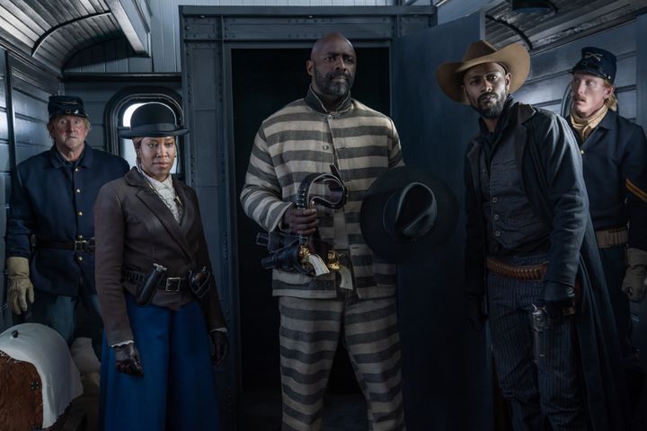 Regina King, Idris Elba and Lakeith Stanfield on the set of upcoming Netflix Western, "The Harder They Fall."