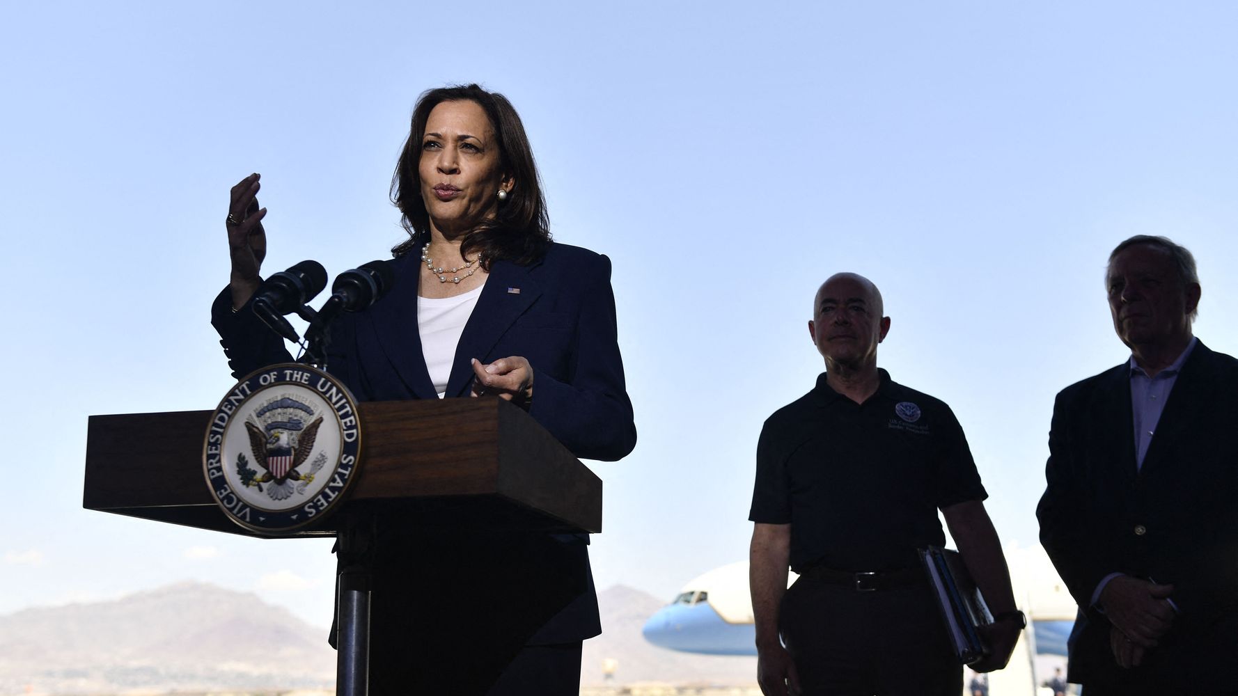 Kamala Harris Visits U.S.-Mexico Border, Defends Timing Of Trip