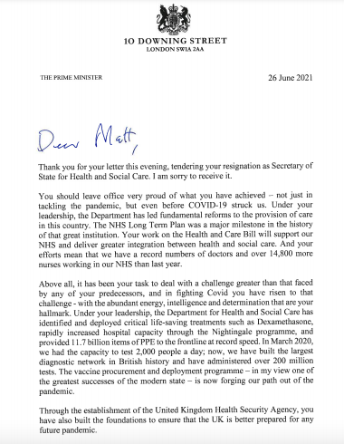 Matt Hancock Resigns As Health Secretary Over Covid Rules Breach Huffpost Uk Politics